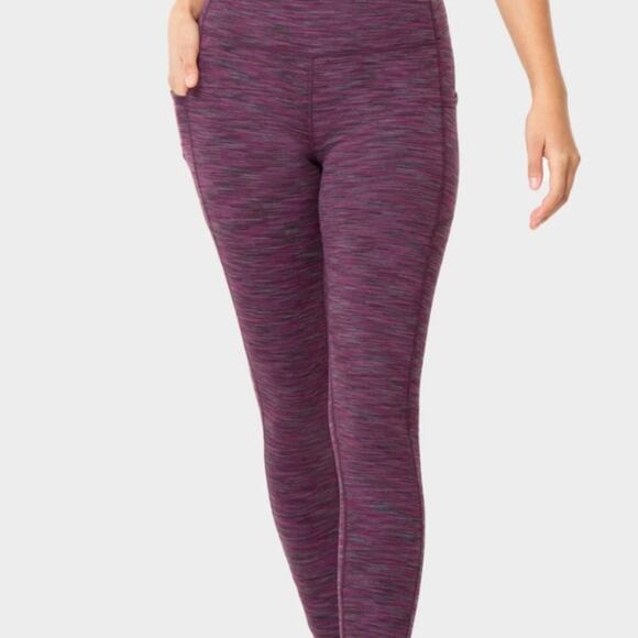 Kyodan Double Brushed High Waist Full Length XS Deep Purple Space Dye Leggings - Picture 2 of 16